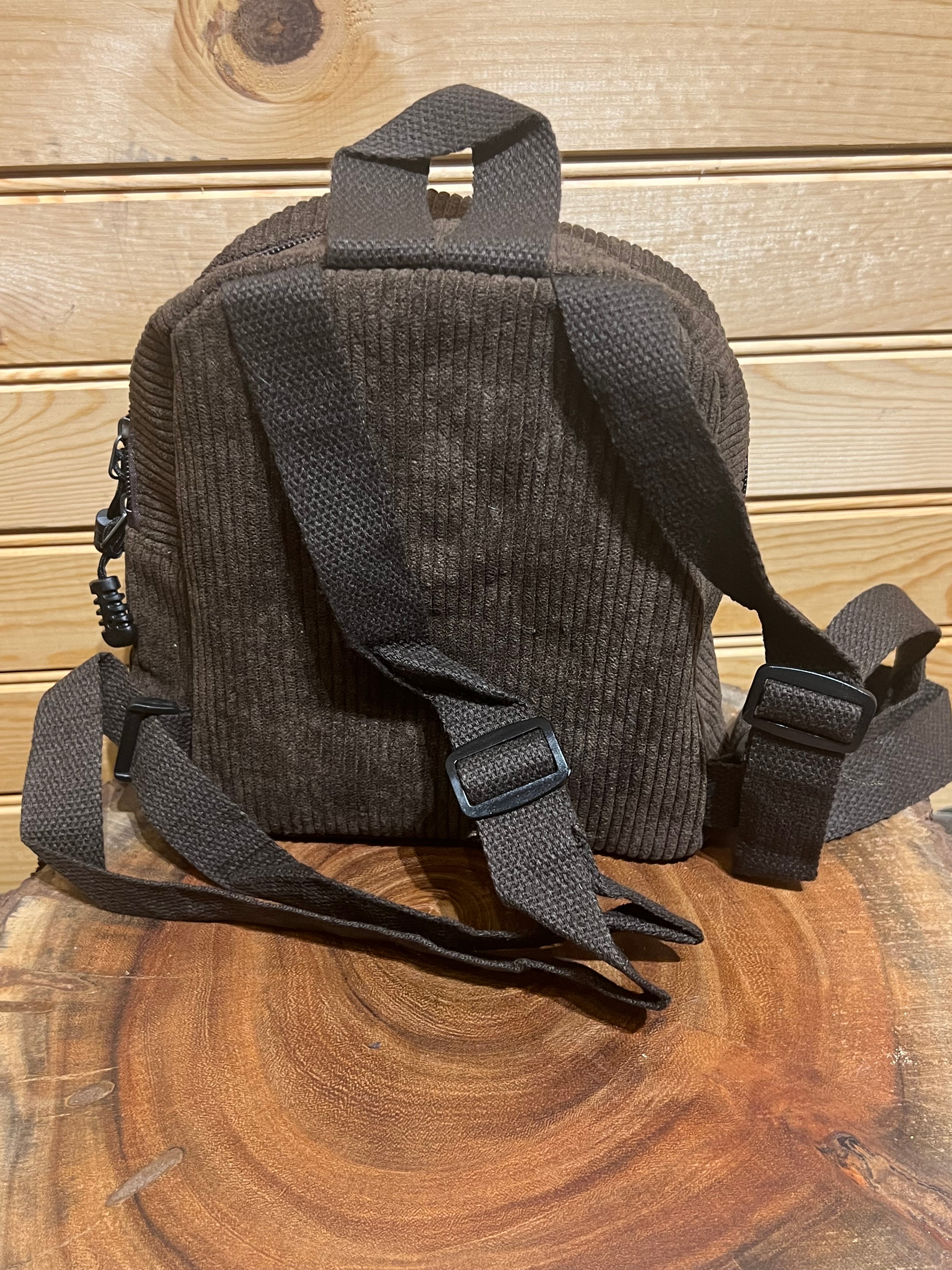 Small Corduroy Backpack - Brown