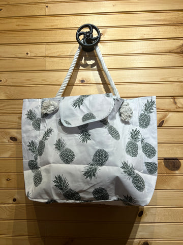 Canvas Beach Bag with Rope Handles - Pineapple
