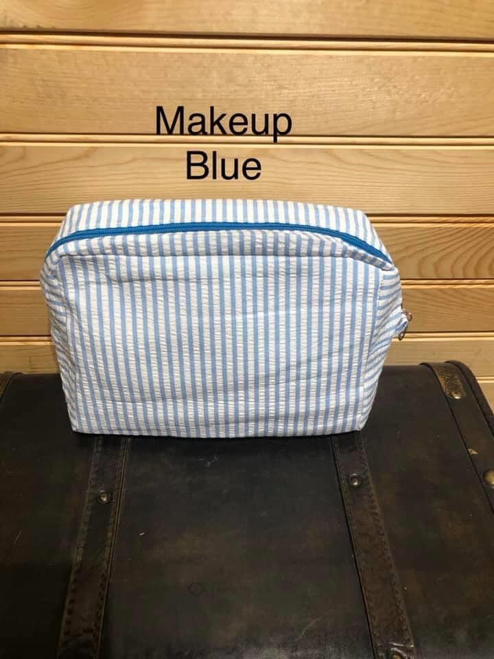 Original Seersucker Makeup Bag - Lt Blue