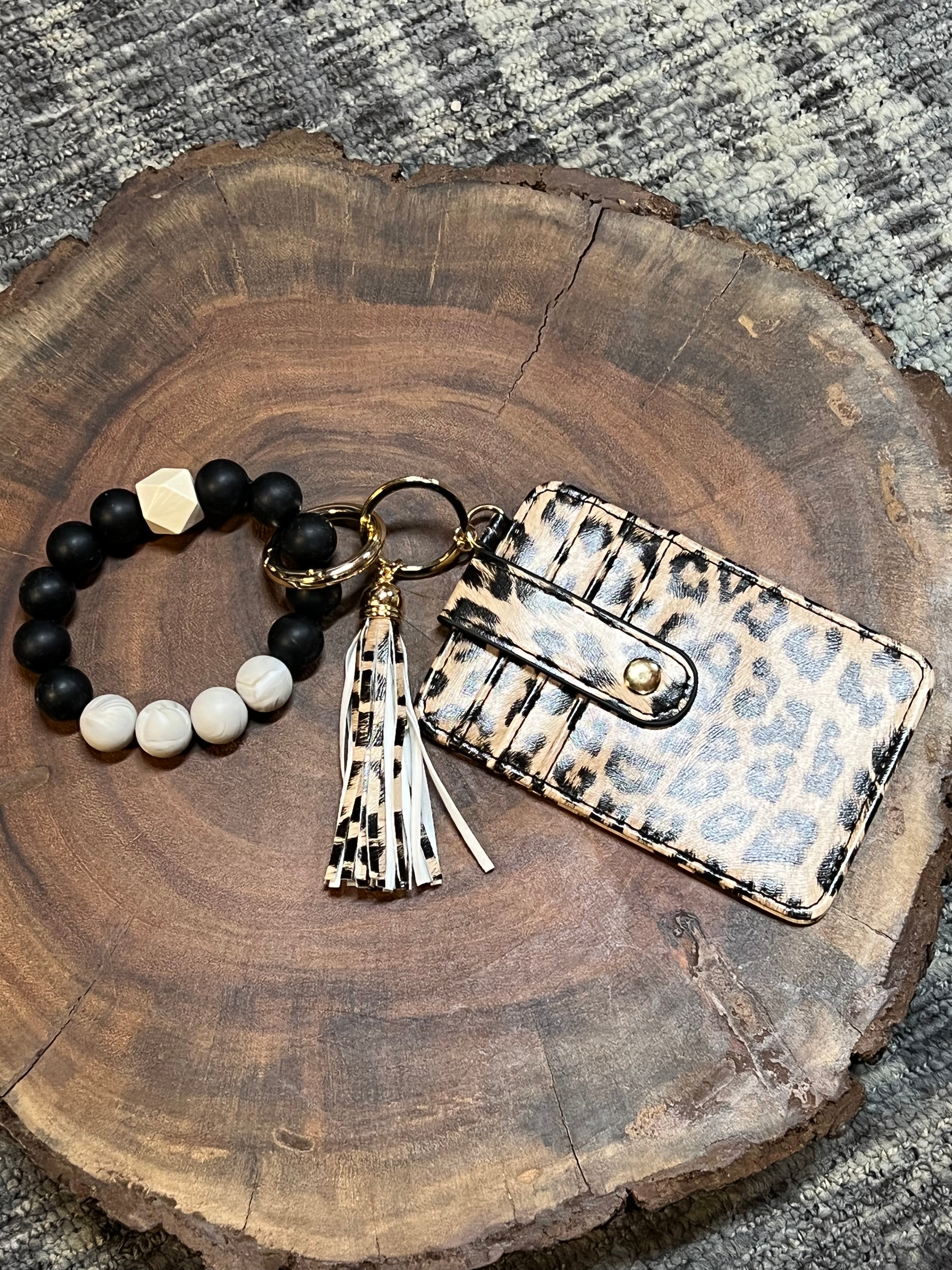 Silicone Bangle with Vegan Leather Credit Card - VBCC - Leopard