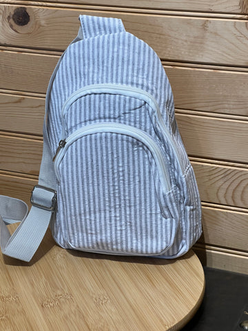 Seersucker Sling Bag - Grey
