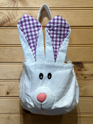 Easter Basket - EB125 - Bunny with stand up Purple Gingham Ears and puffed out nose-