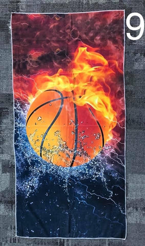 Rectangle Beach Towel - Basketball (Fire and Water)