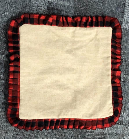 Faux Burlap (Polyester) Pillow case with Red Buffalo Plaid