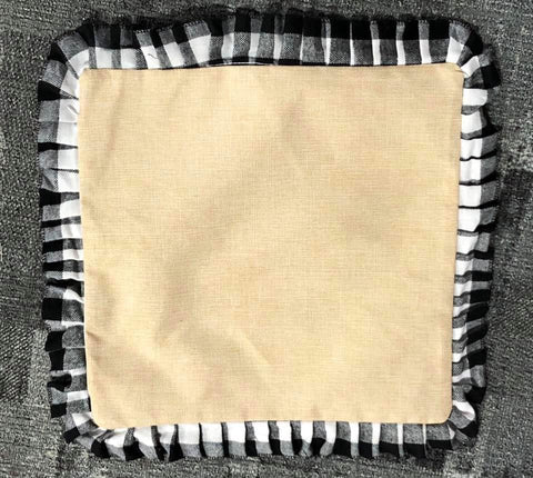 Faux Burlap (Polyester) Pillow case with White Buffalo Plaid