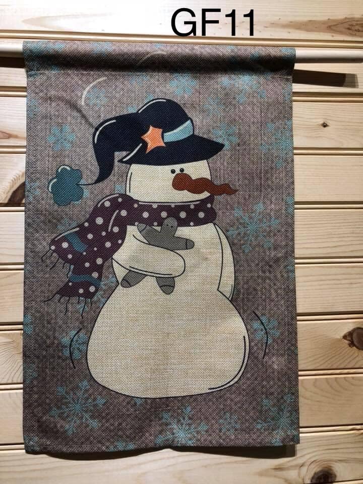 Garden Flag - GF11 - Snowman with with Burgundy Scarf