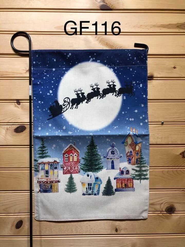 Garden Flag - GF116 - Santa Sleigh Flying over the Neighborhood