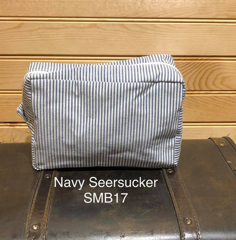 Seersucker Makeup Bag - Navy