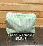 Seersucker Makeup Bag - Green - Matches Large Overnight Bag