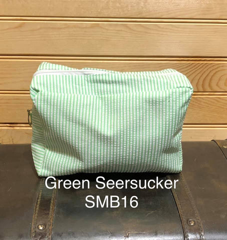 Seersucker Makeup Bag - Green - Matches Large Overnight Bag