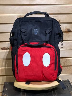 Diaper Backpack - Black / Red with 2 ovals