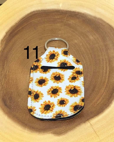 Neoprene Hand Sanitizer Keyring - #11 - Sunflower (White)