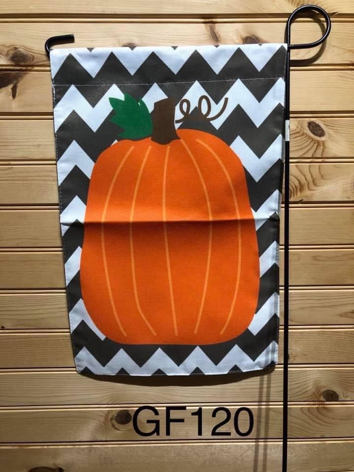 Garden Flag - GF120 - Grey Chevron Pumpkin