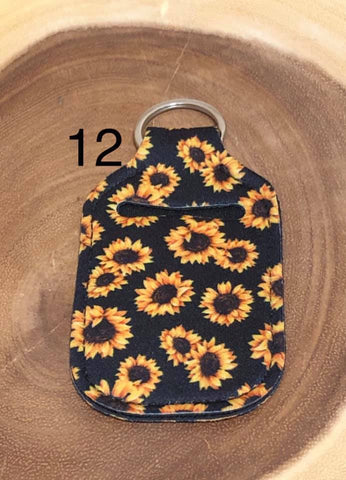 Neoprene Hand Sanitizer Keyring - #12 - Sunflower (Black)