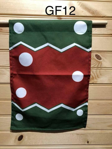 Garden Flag - GF12 - Green Top and Bottom With Burgundy Center and White Circles