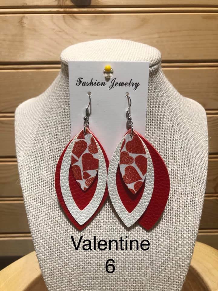 Valentine Earring - 3 Layer Red / White / Red / Large Hearts