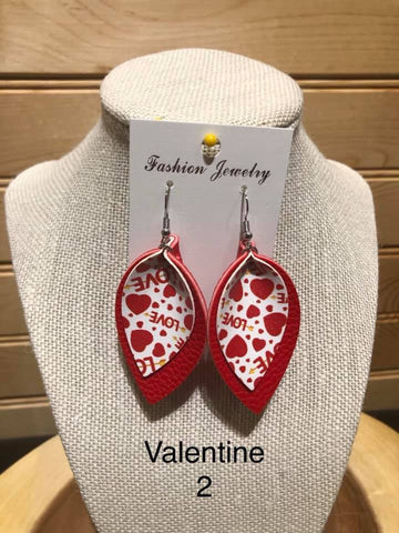 Valentine Earring - 2 Layer Pinch Red / Love and Hearts