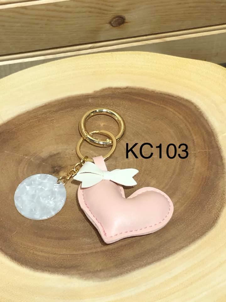 Puffy Heart Keyring with monogram circle.  - Pink