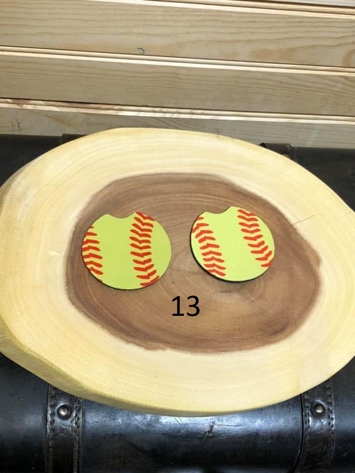 Neoprene Car Coaster - Softball