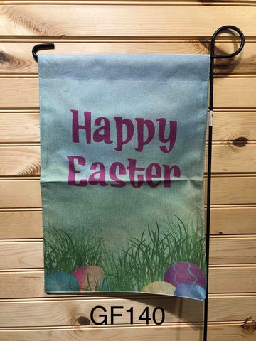 Garden Flag - GF140 - Happy Easter - Green with Easter Eggs