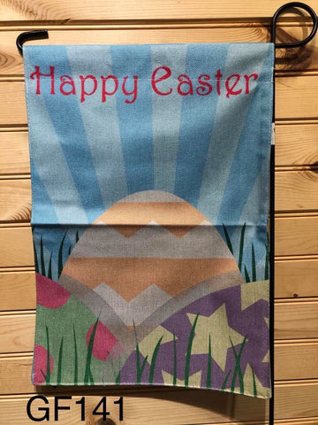 Garden Flag - GF141 - Happy Easter - Blue with Easter Eggs