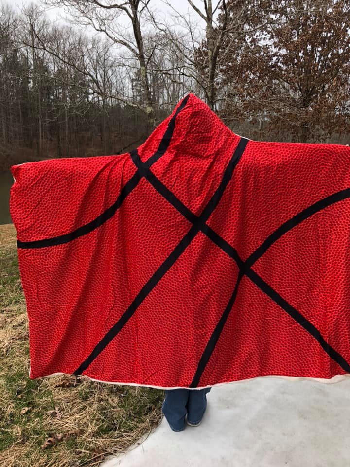 Adult Hooded Sports Blanket - Basketball