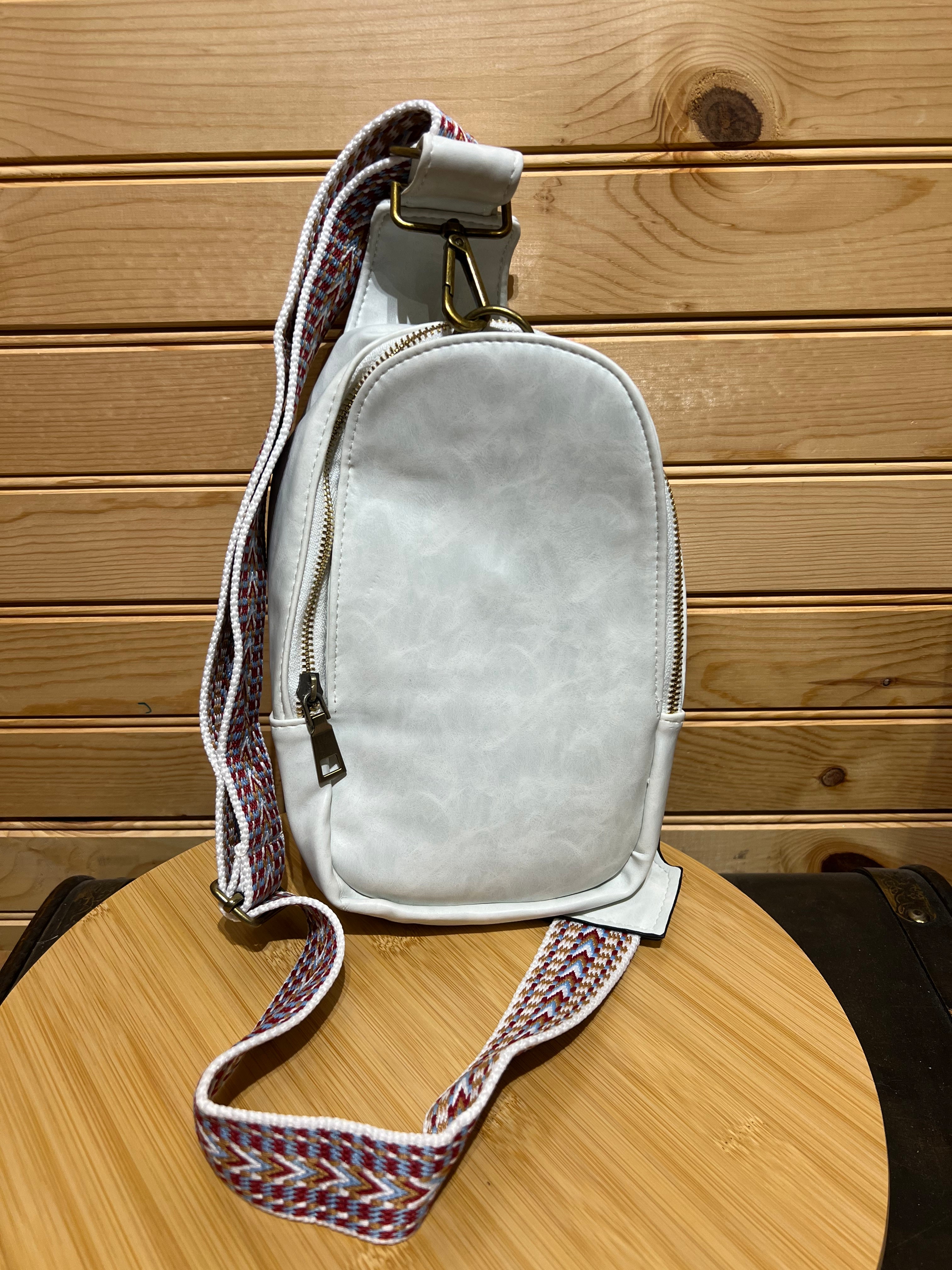 Vegan Leather Sling Bag - White