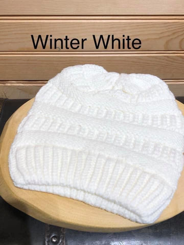Adult Criss Cross Beanie - Winter White