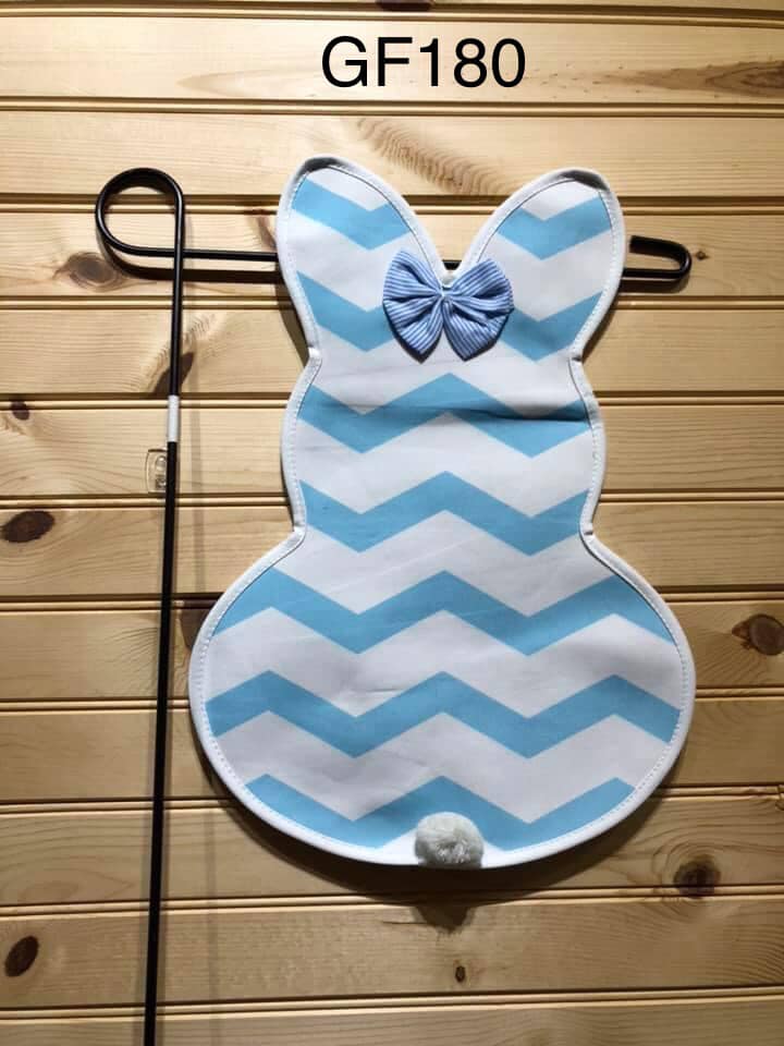 Garden Flag - GF180 - Bunny Shape - Blue Chevron