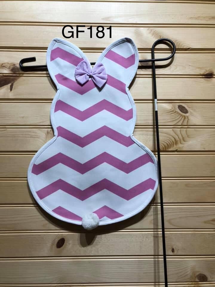 Garden Flag - GF181 - Bunny Shape - Pink Chevron