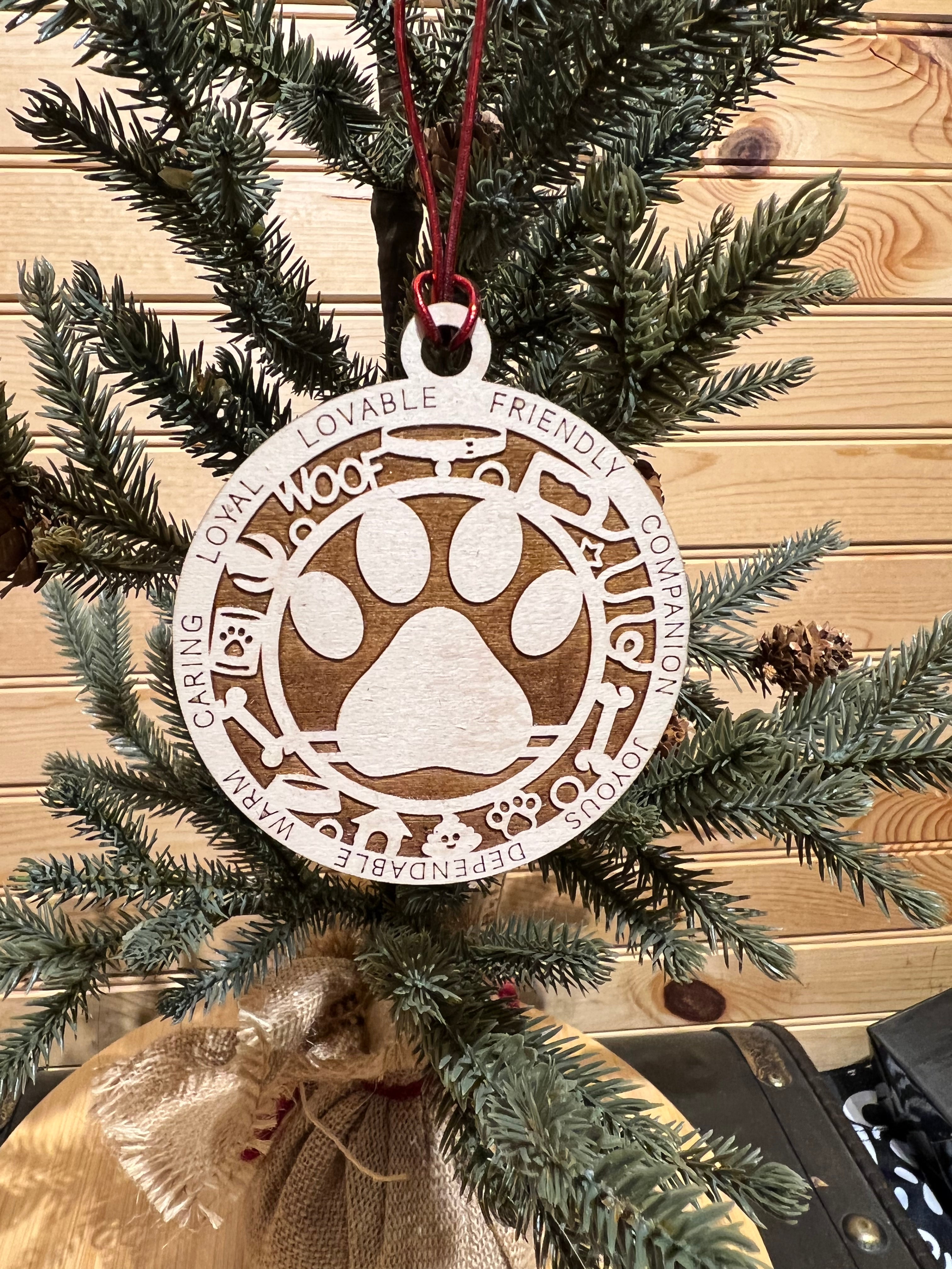 Christmas Ornament - Puppy Paw - made in the US