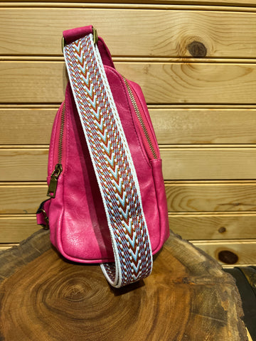 Vegan Leather Sling Bag - Hot Pink