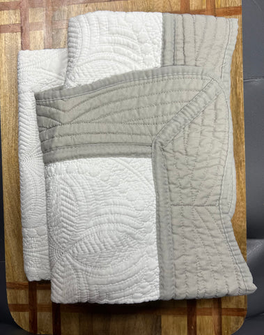 Heirloom Baby Quilt - White with Grey Trim