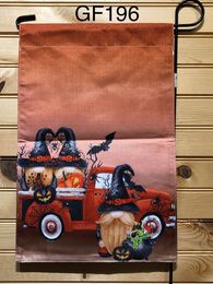 Garden Flag - GF196 - Orange Truck with Halloween Gnomes