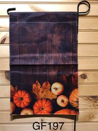 Garden Flag - GF197 - Brown Wood with Pumpkin and Apples