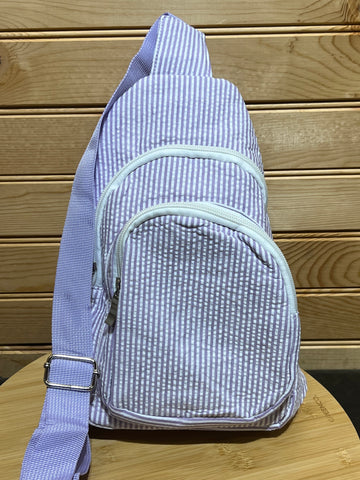 Seersucker Sling Bag - purple
