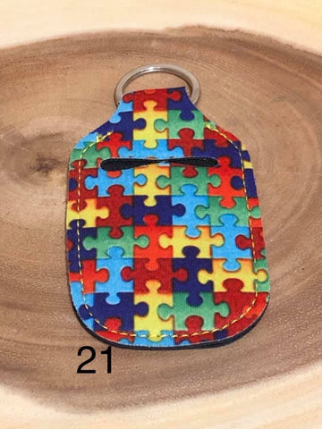 Neoprene Hand Sanitizer Keyring - #21 -Puzzle - Autism