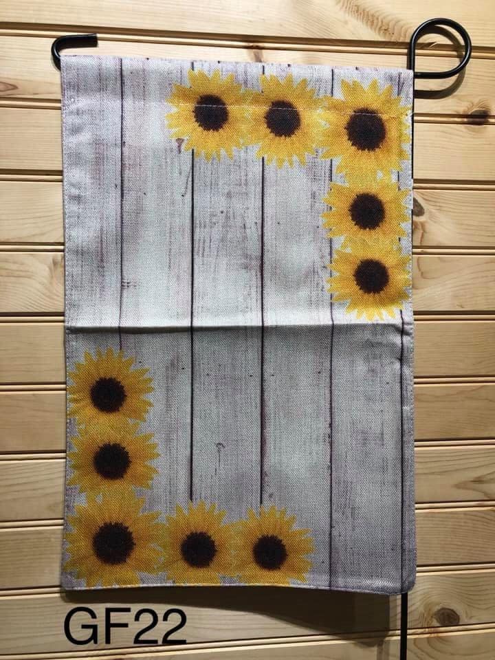 Garden Flag - GF22 - Wood Paneling with Sunflower in corner