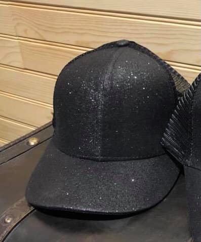 YOUTH Glitter PonyTail Hat - Black