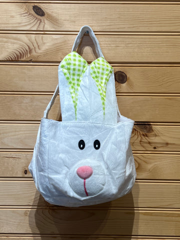 Easter Basket - EB125 - Bunny with stand up Green Gingham Ears and puffed out nose-
