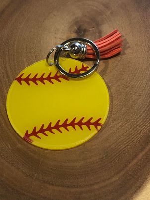 Acrylic Keyring - Softball