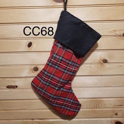Christmas Stocking - CS68 -Plaid with Black Cuff