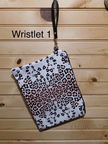 Vegan Leather Wristlet - Leopard with a Blush