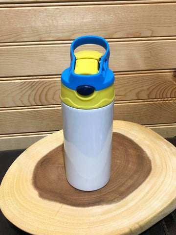 12 oz Sublimation flip top Kids Water Bottle - Blue