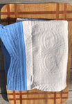 Heirloom Baby Quilt - White with Blue Trim (White Thread)