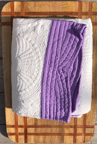 Heirloom Baby Quilt - White with Purple Trim