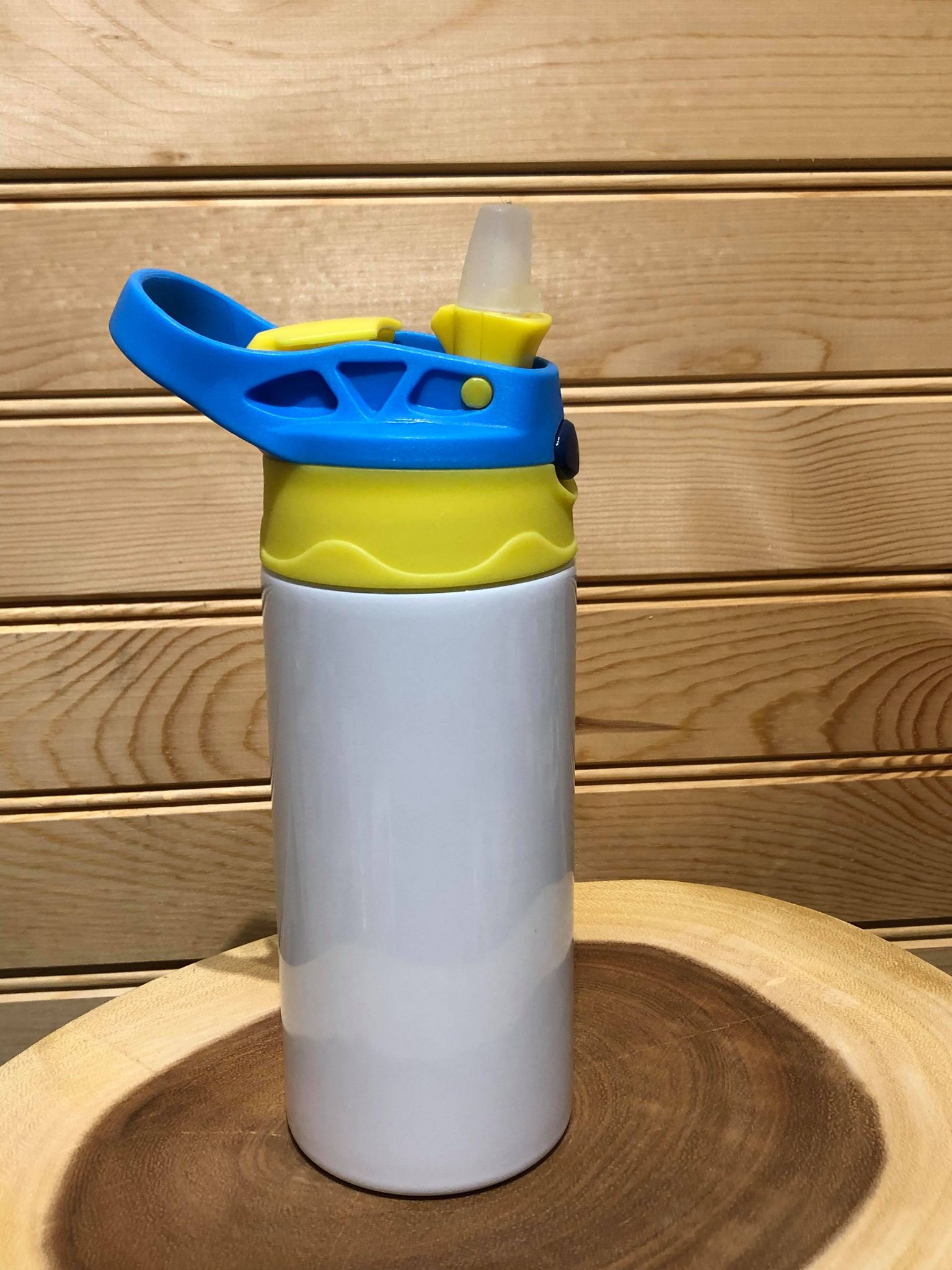 12 oz Sublimation flip top Kids Water Bottle - Blue