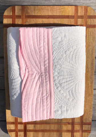 Heirloom Baby Quilt - White with Lt Pink Trim
