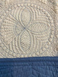 Heirloom Baby Quilt - White with Blue Trim (Blue Thread)