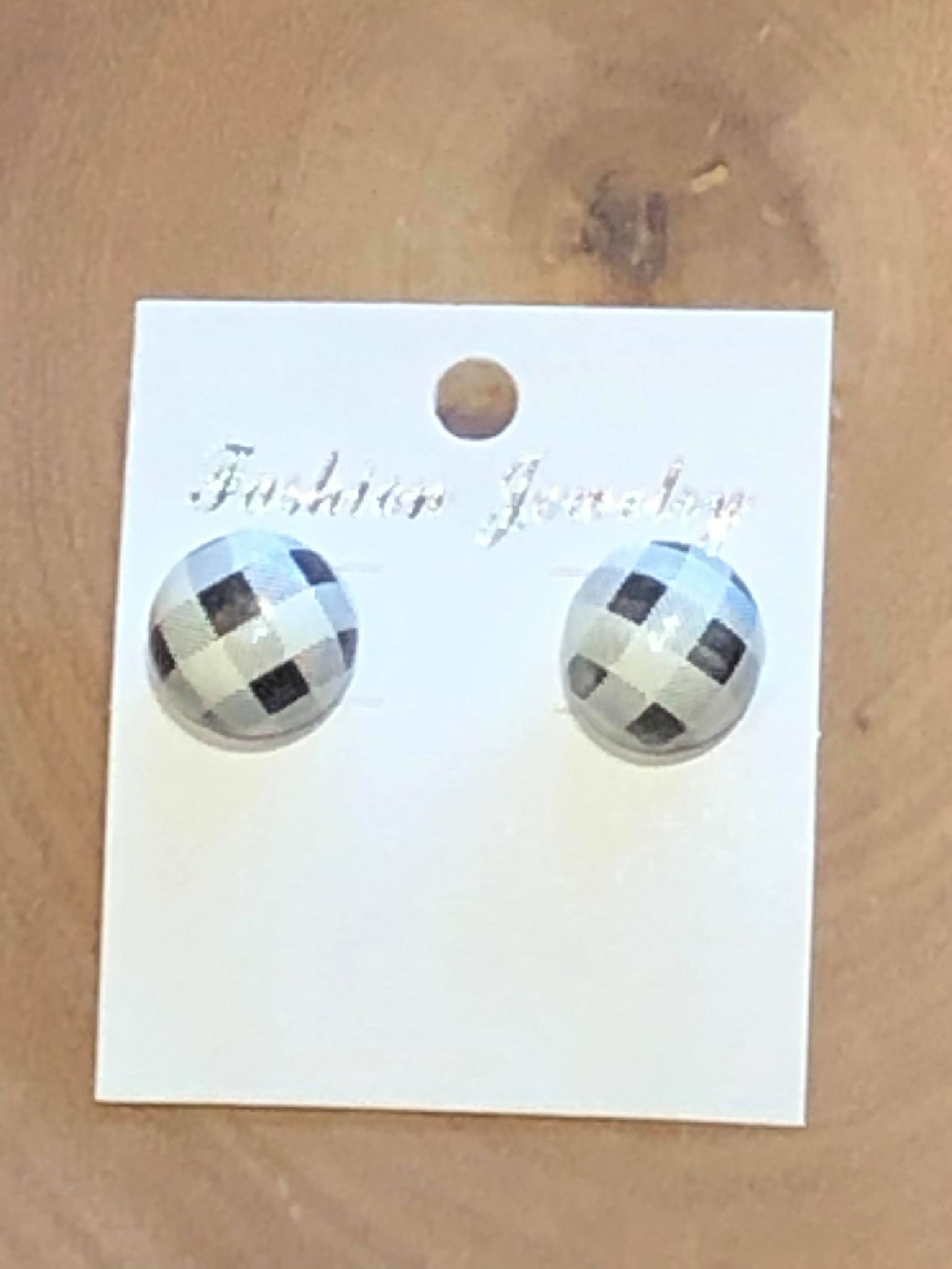 White Buffalo Button Earring